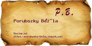 Porubszky Béla névjegykártya